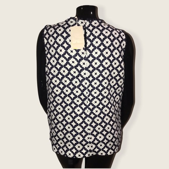 Boden Romaine Linen Sleeveless Top Navy, Diamond Drop Geometric - Size US 20 - Picture 7 of 11